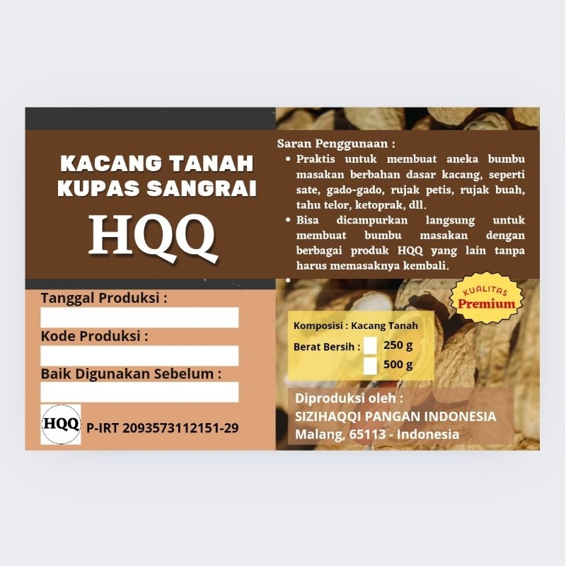 

Kacang Tanah Cincang HQQ ( Sangrai )