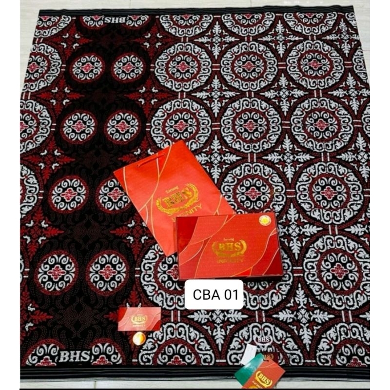 Sarung bhs Infinity CBA  Gold /silver lengkap label tags box dan paper bag