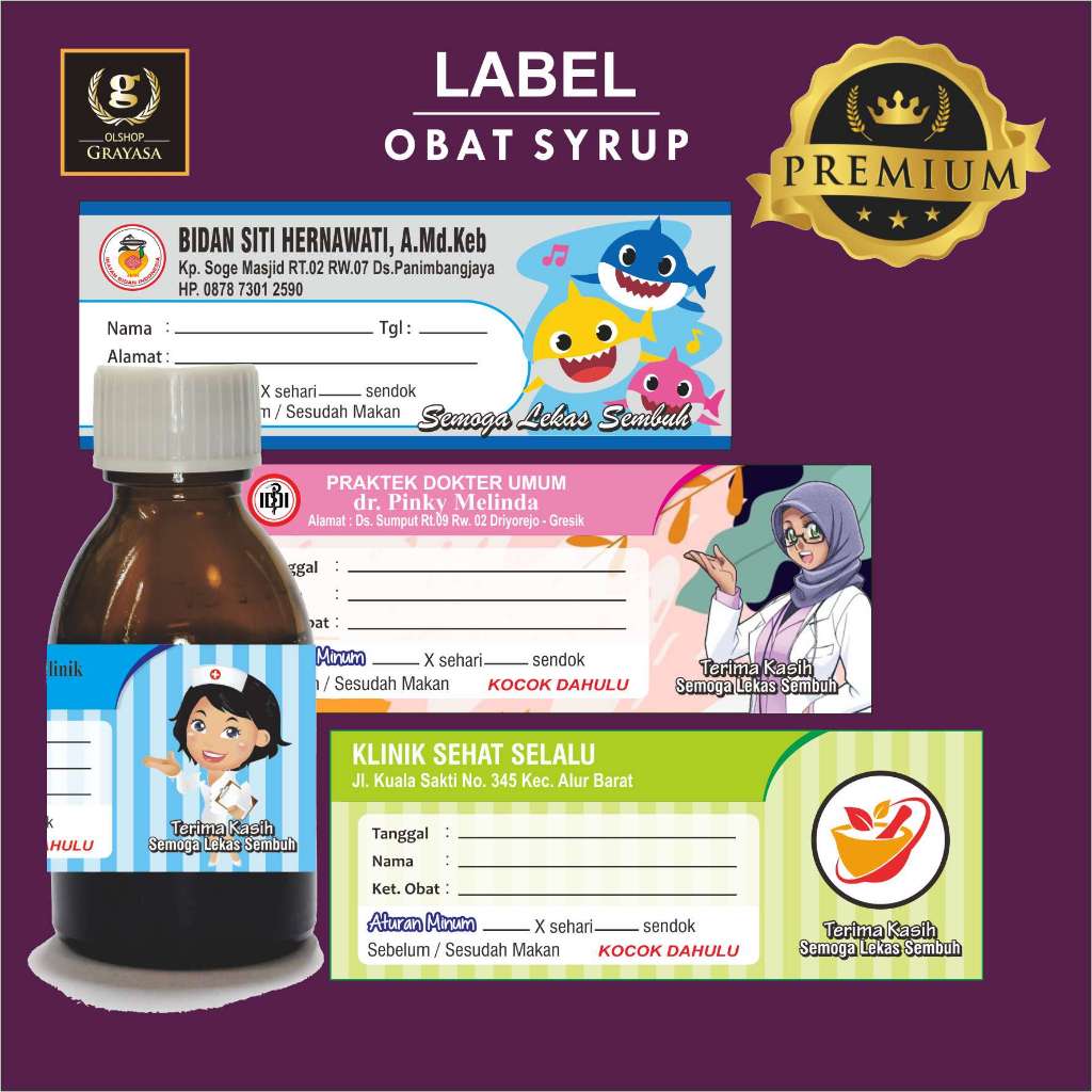 

Label Obat Syrup/Etiket Obat Syrup / Stiker Label Obat / Etiket Obat
