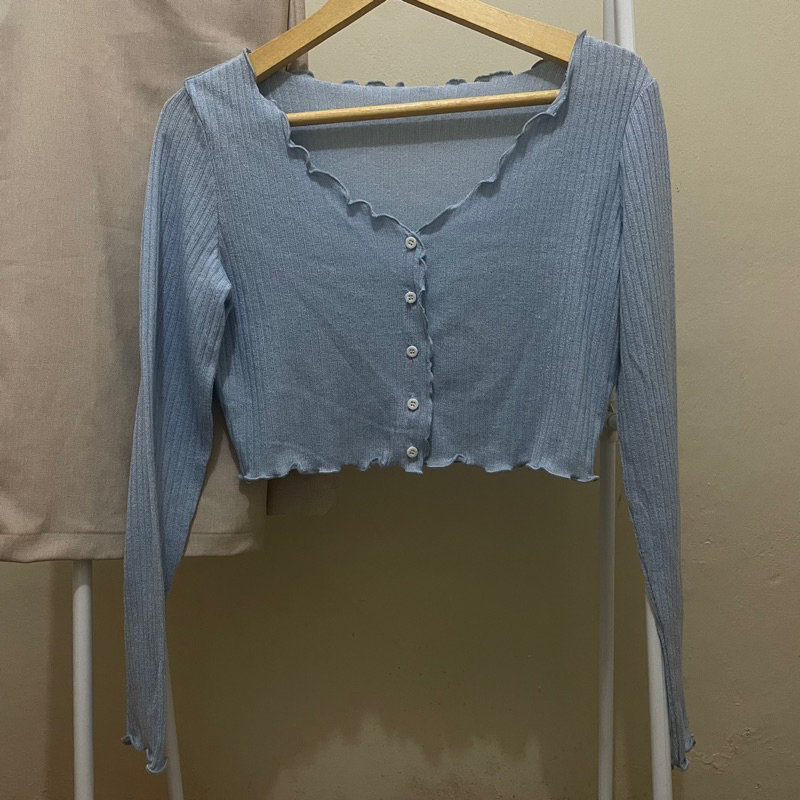 [PRELOVED] CARDIGAN SHEIN CROP BABY BLUE