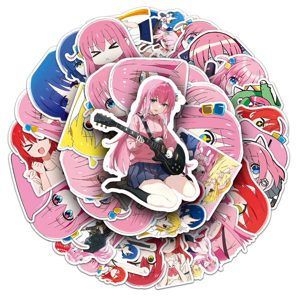 

Sticker Pack vinyl isi 50 pcs | anti air varian STICKER BOCCHI THE ROCK | glossy matte | laptop helm tumbl koper