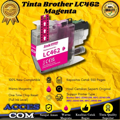 Cartridge Tinta Compatible Brother LC462 LC 462 Magenta Printer MFC-J3540DW, MFC-J2740 DW, MFC-J3540