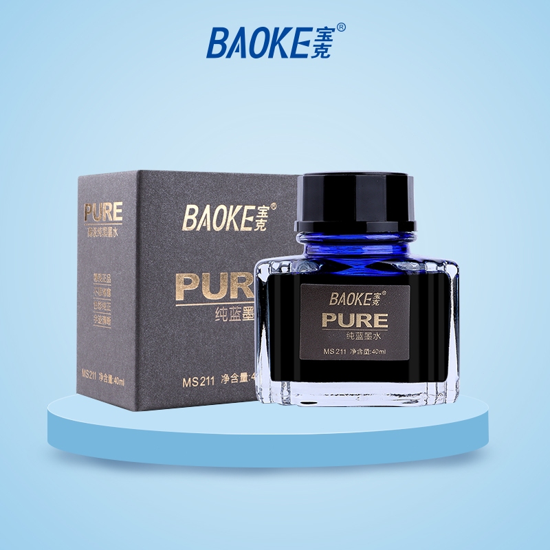 

BAOKE Fountain Pen Ink Tinta Pena Biru Hitam 40ml Bottle Tahan Air MS211/MS212 1pcs