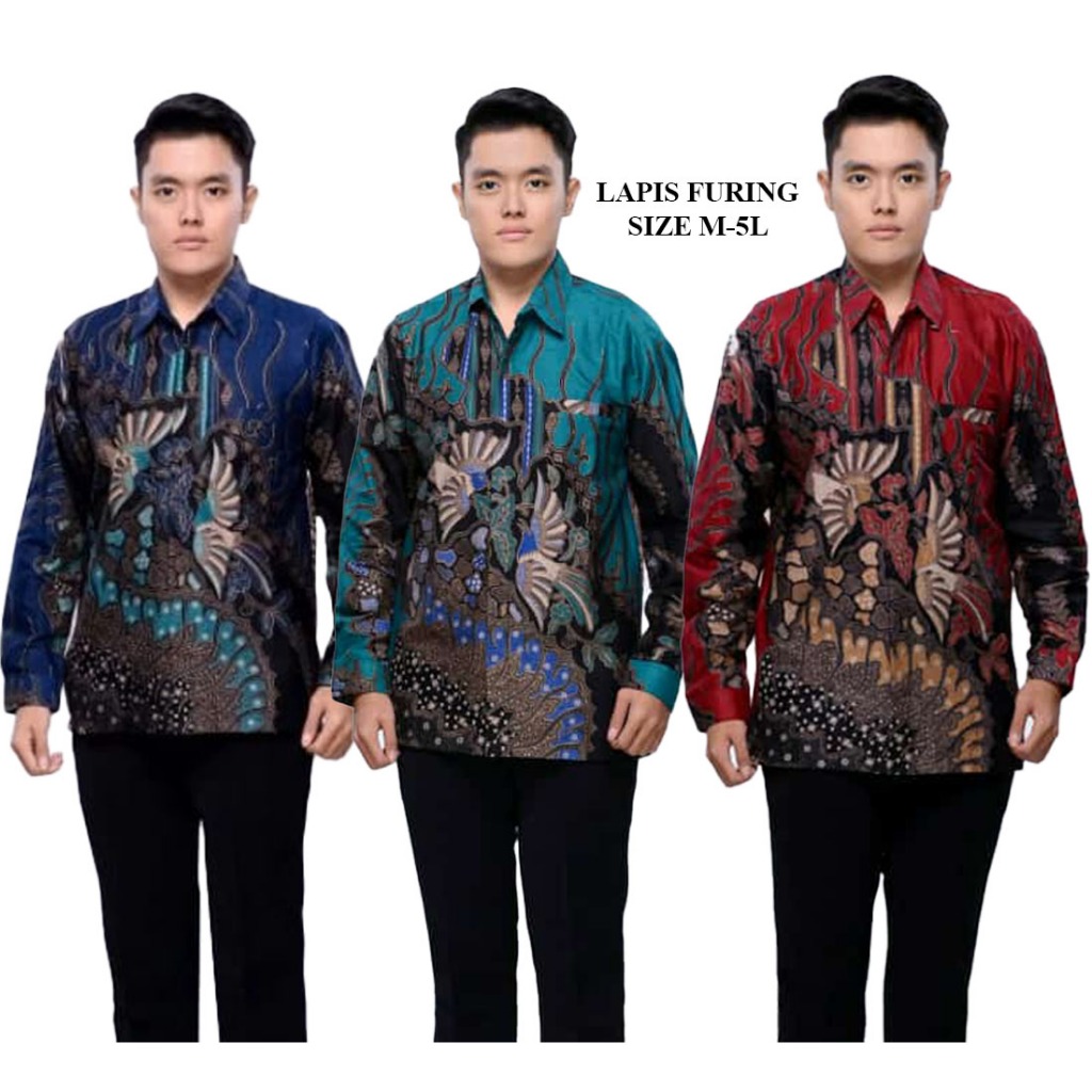 Baju Pria Kemeja Hem Kerja Batik Vivo Lengan Panjang Lapis Furing
