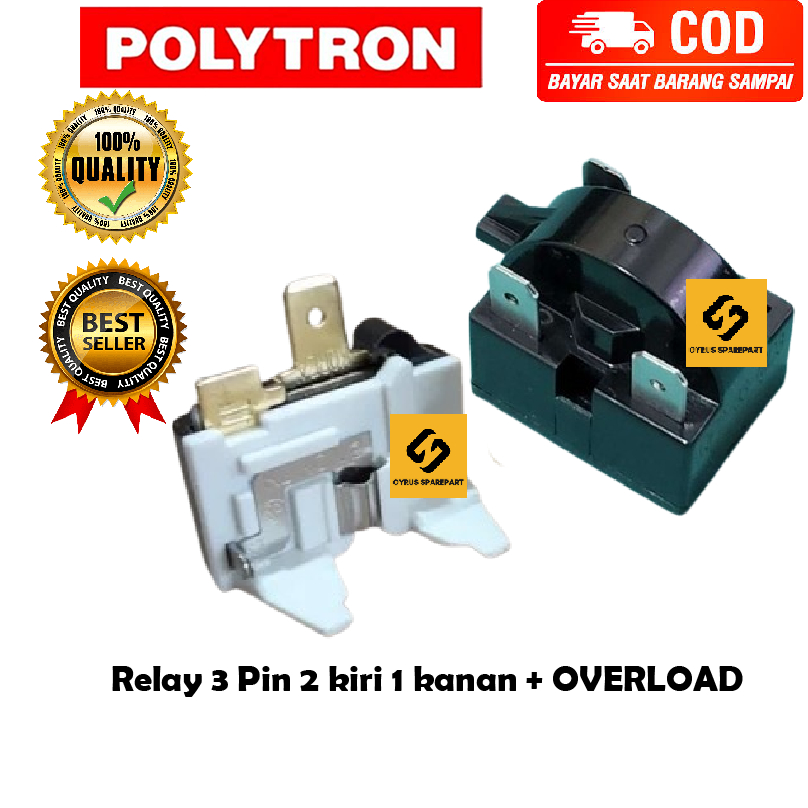 Relay 3 Pin + Ptc Overload Kulkas POLITRON 1 pintu / 2 pintu