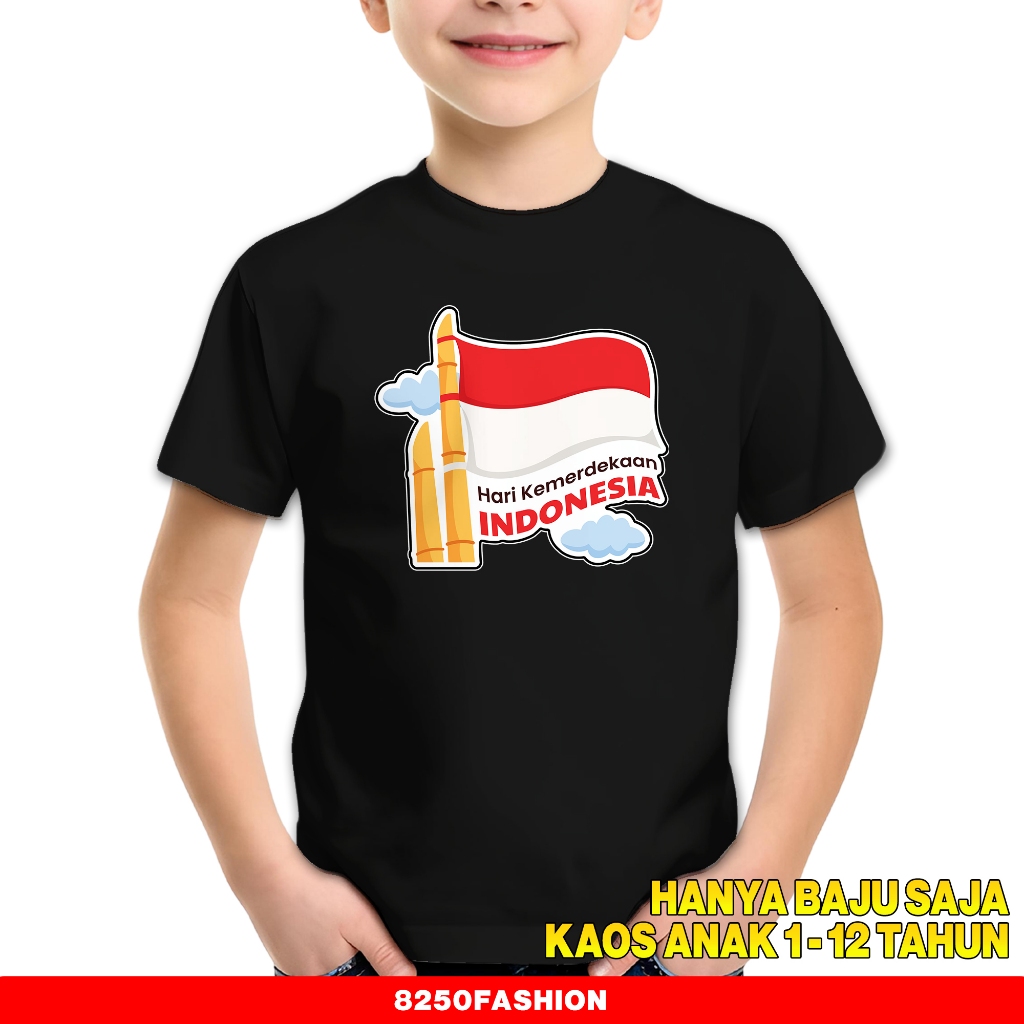 KAOS ANAK - KAOS SABLON PRINT BENDERA BAMBU - KAOS AGUSTUSAN - BAJU UNTUK ANAK COWOK CEWEK - BAJU DI