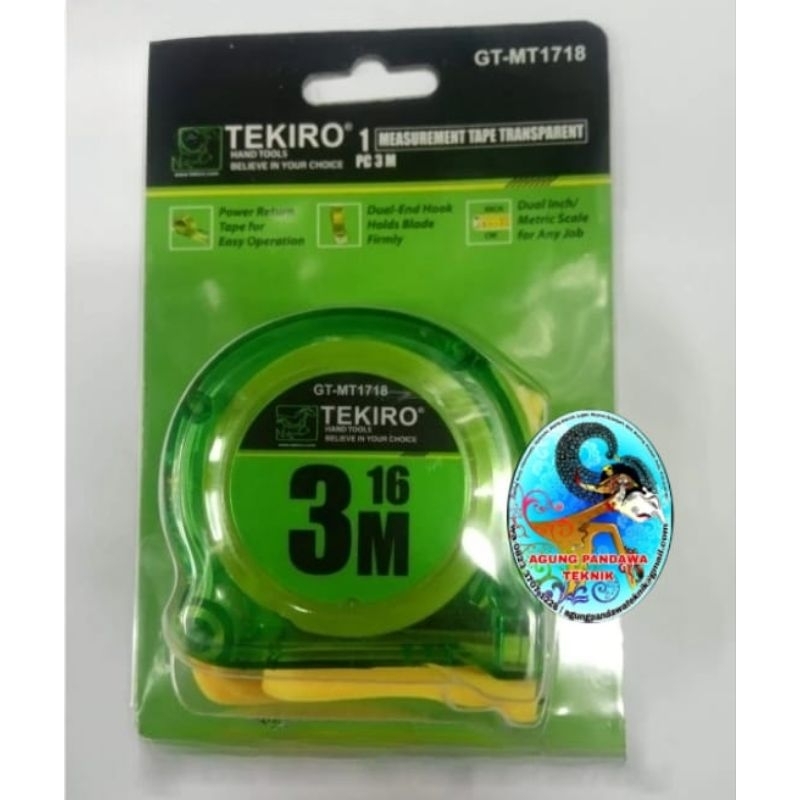 TEKIRO Meteran 3 meter transparan