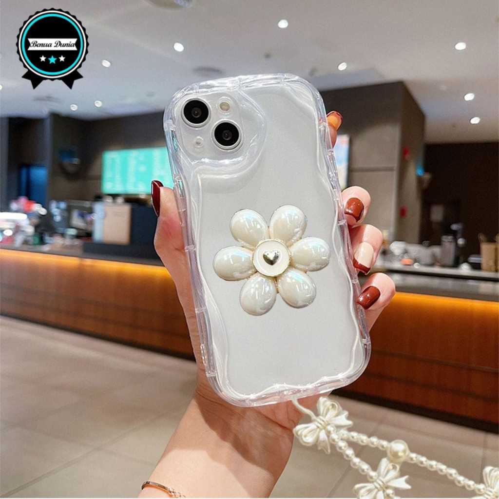 GC111 Melting Clear Popsocket 3D Flower Bracelet Bowknot Softcase / Casing Hp for Xiaomi Redmi 14c 8