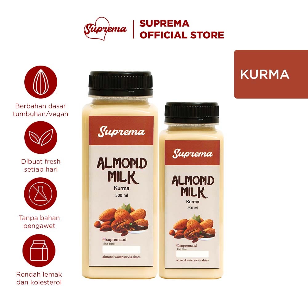 

Suprema Almond Milk - Kurma 500 ml | Susu Almond Diet Pelangsing Rasa Dates Almond Palembang ASI Booster Pelancar Asi Vegan Tanpa Pemanis Buatan Stevia