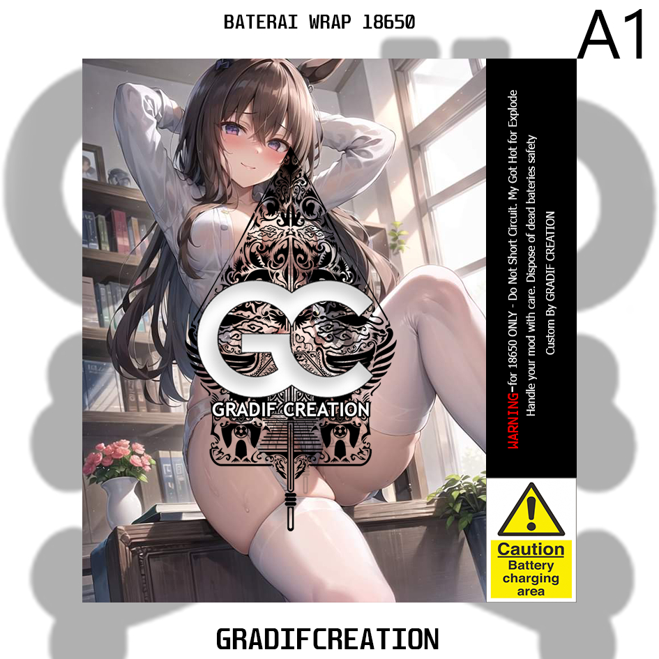 

18650 wrap anime premium sticker - bisa custom per buah