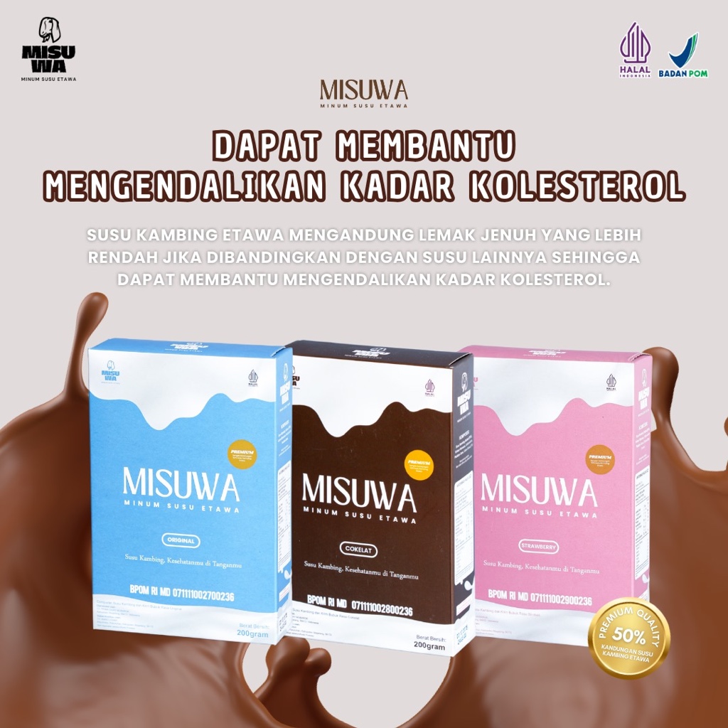 

Susu Kambing Etawa Bubuk RASA COKLAT [PAKET 2 BOX] 2x200GR Menjaga Kesehatan Tulang Melancarkan Sistem Pencernaan dan Kekebalan Tubuh | MISUWA