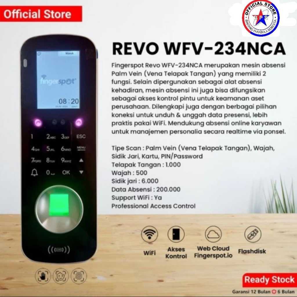 Mesin absensi kontrol pintu keamanan sidik jari finger print Revo WFV-234NCA fingerspot mesin absens