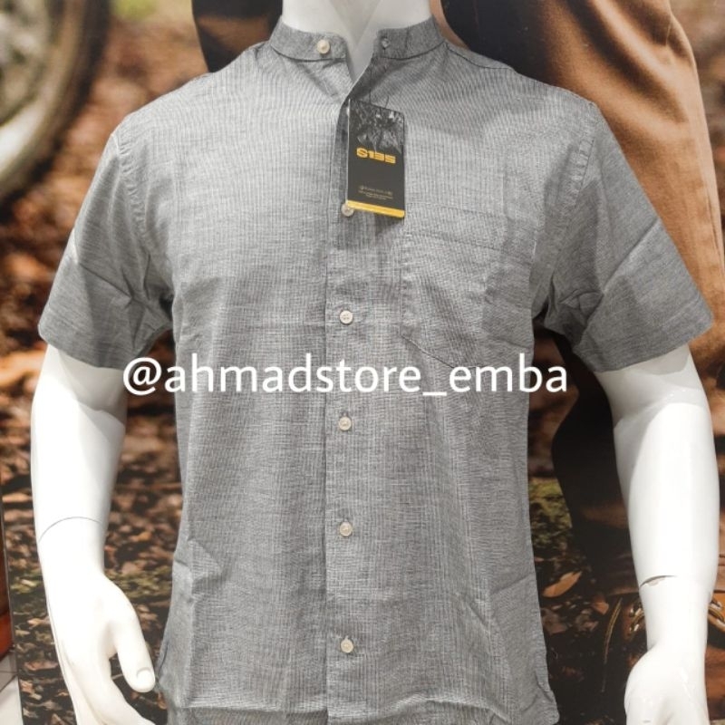 Kemeja S135 kerah sanghai bahan katun halus model polosan