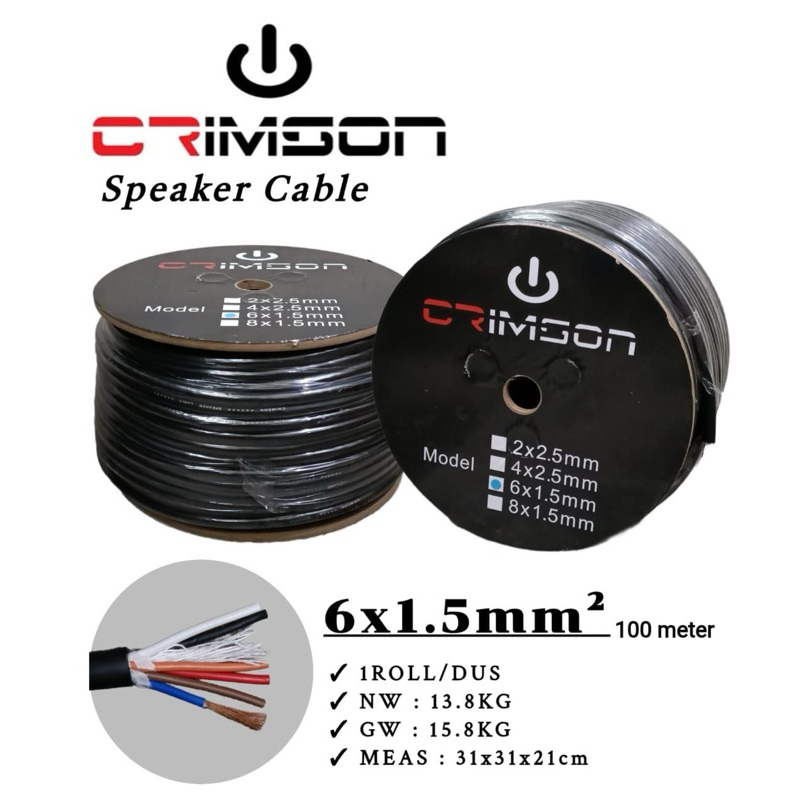 Kabel speaker CRIMSON 6x1,5 6*1,5 6 x 1,5 6x1.5 audio serabut hitam ecer permeter