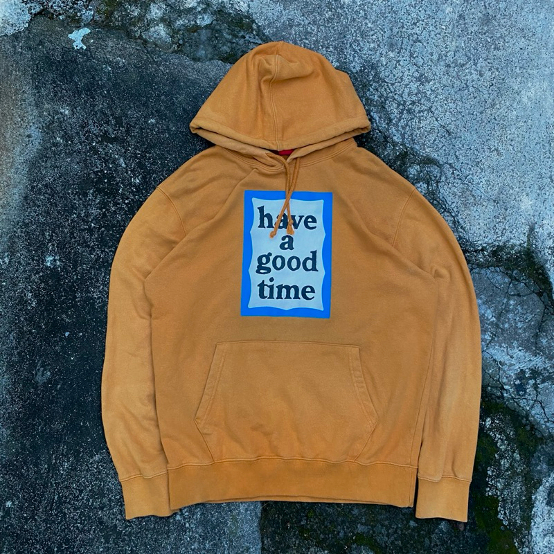 Hoodie Have A Good Time Brown Blue Frame