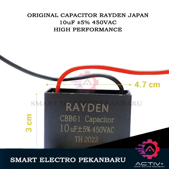 ORIGINAL 10uF 450VAC RAYDEN JAPAN CBB61 – KAPASITOR POMPA AIR CAPACITOR 450V 10 UF 450VOLT 450 VOLT 
