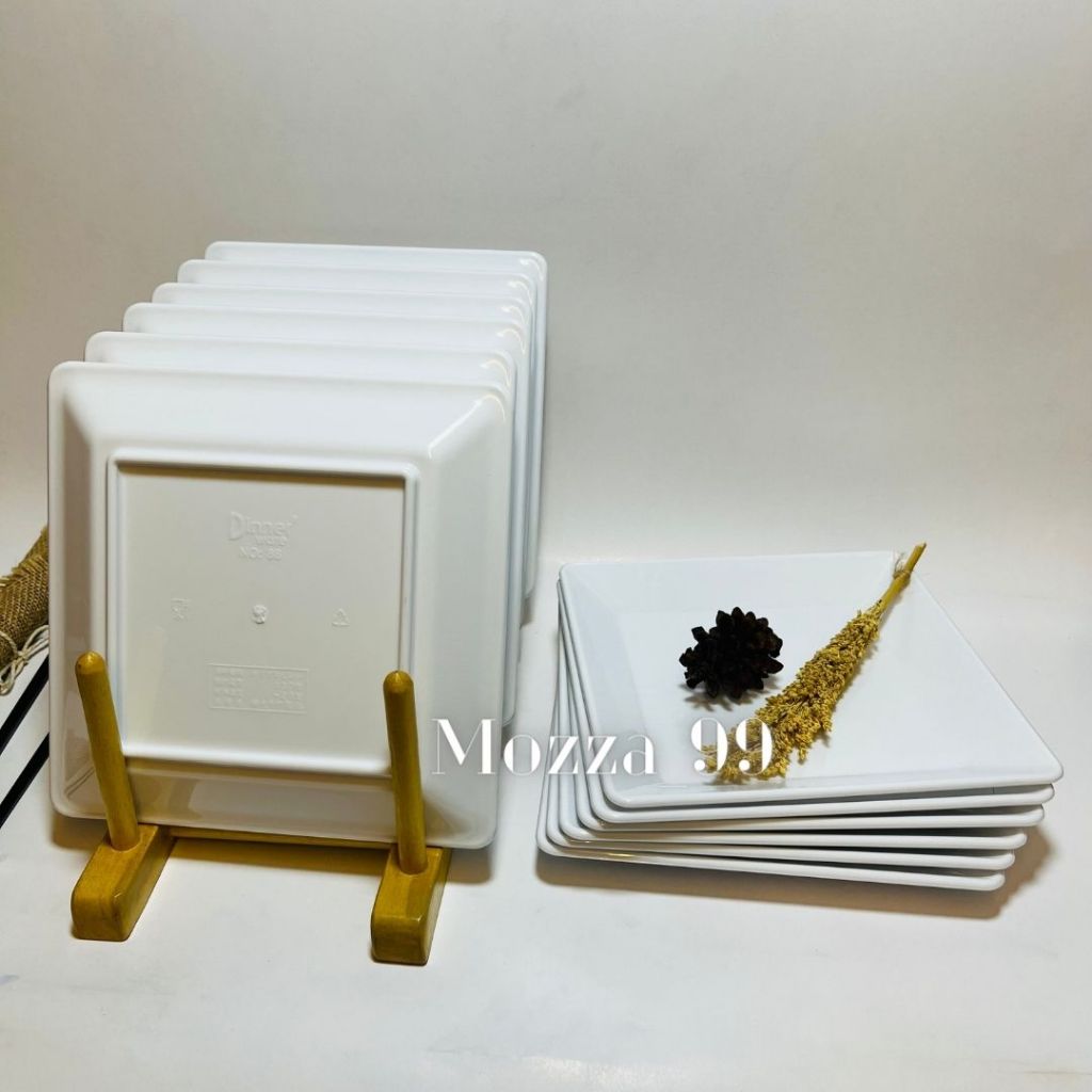 Mozza.kitchen_99 _ Piring kotak melamin p-88 9 inc #PIRING MIE GACOAN # BM - (1 lusin) - Piring Pers