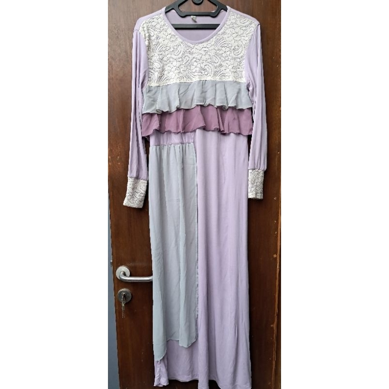 Long dress gamis baju pesta kondangan warna lilac preloved