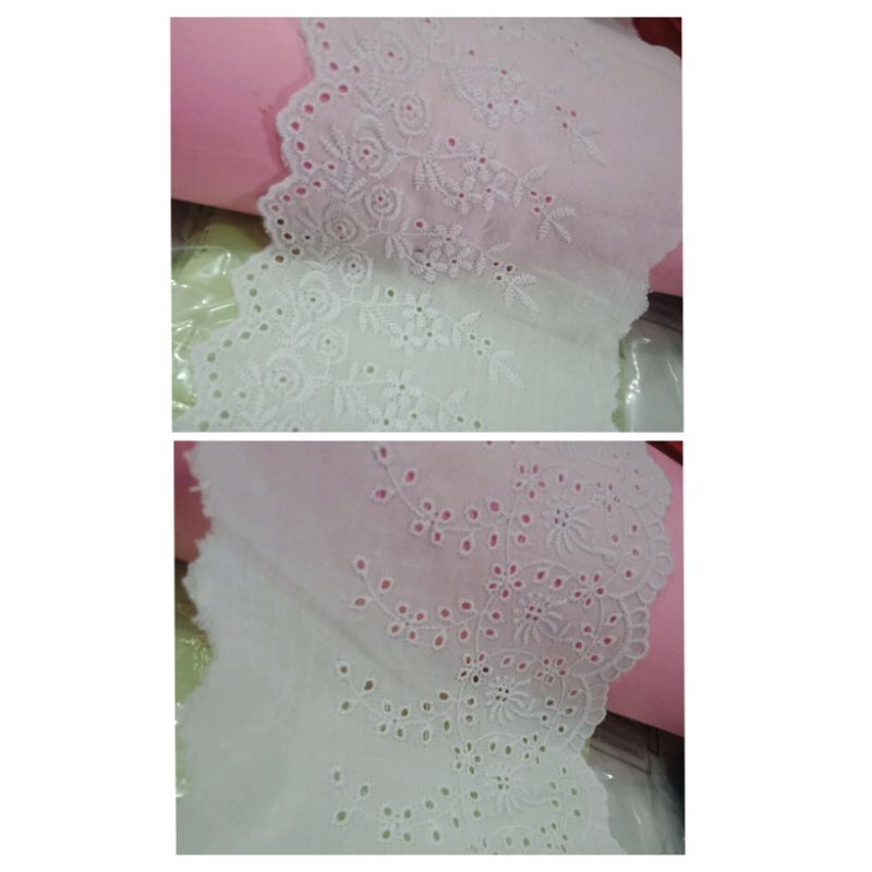 renda katun Jepang warna putih lebar 12,5cm harga per 50 cm (setengah meter)