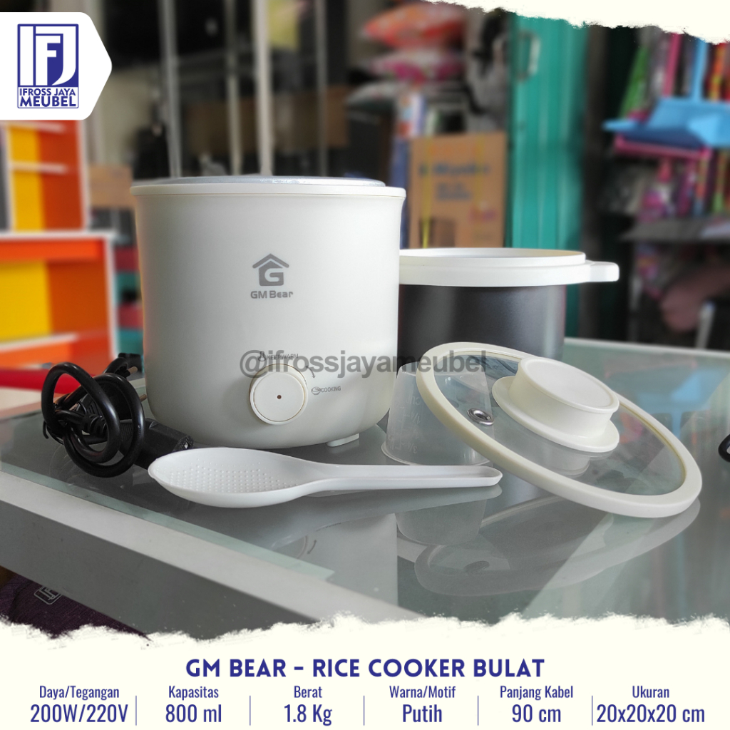 Rice cooker Bulat Putih GM Bear