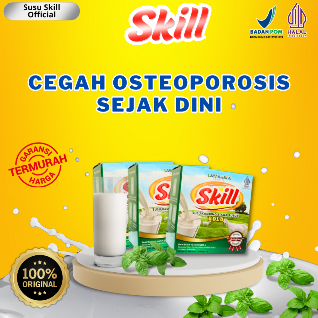 

Susu Etawa Skill - Susu Kambing Etawa Baik untuk Cegah Osteoporosis 1 Box isi 10 Sachet