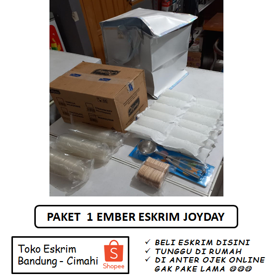 

Paket Hajatan Satu Ember Eskrim Joyday 8 Liter 3 in 1 Neopolitan Toko Eskrim Bandung Cimahi