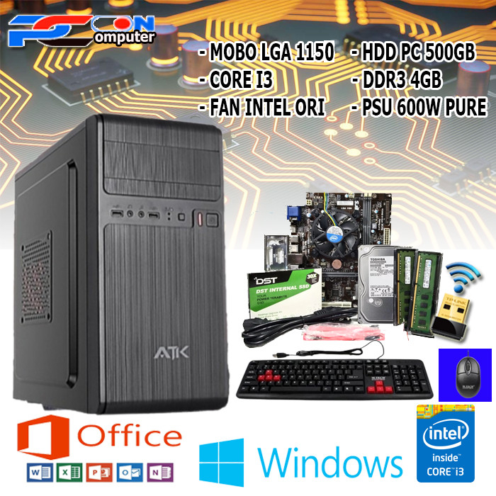 PC RAKITAN WARNET GAMING OFFICE I3 BONUS KEYBOARD MOUSE