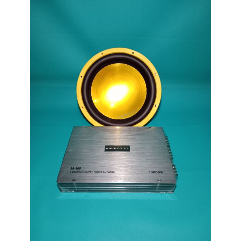 Power Embassy EA-460 4Channel & Subwoofer Embassy EY-128BL 1000Watt 12" Audio Mobil