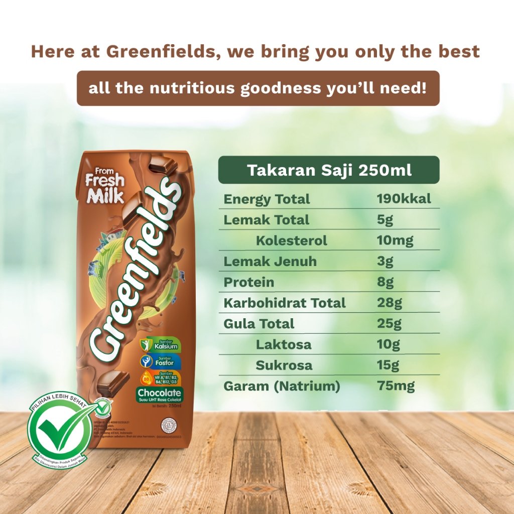 

GREENFIELD CHOCO MALT UHT 950ML SUSU UHT RASA COKLAT