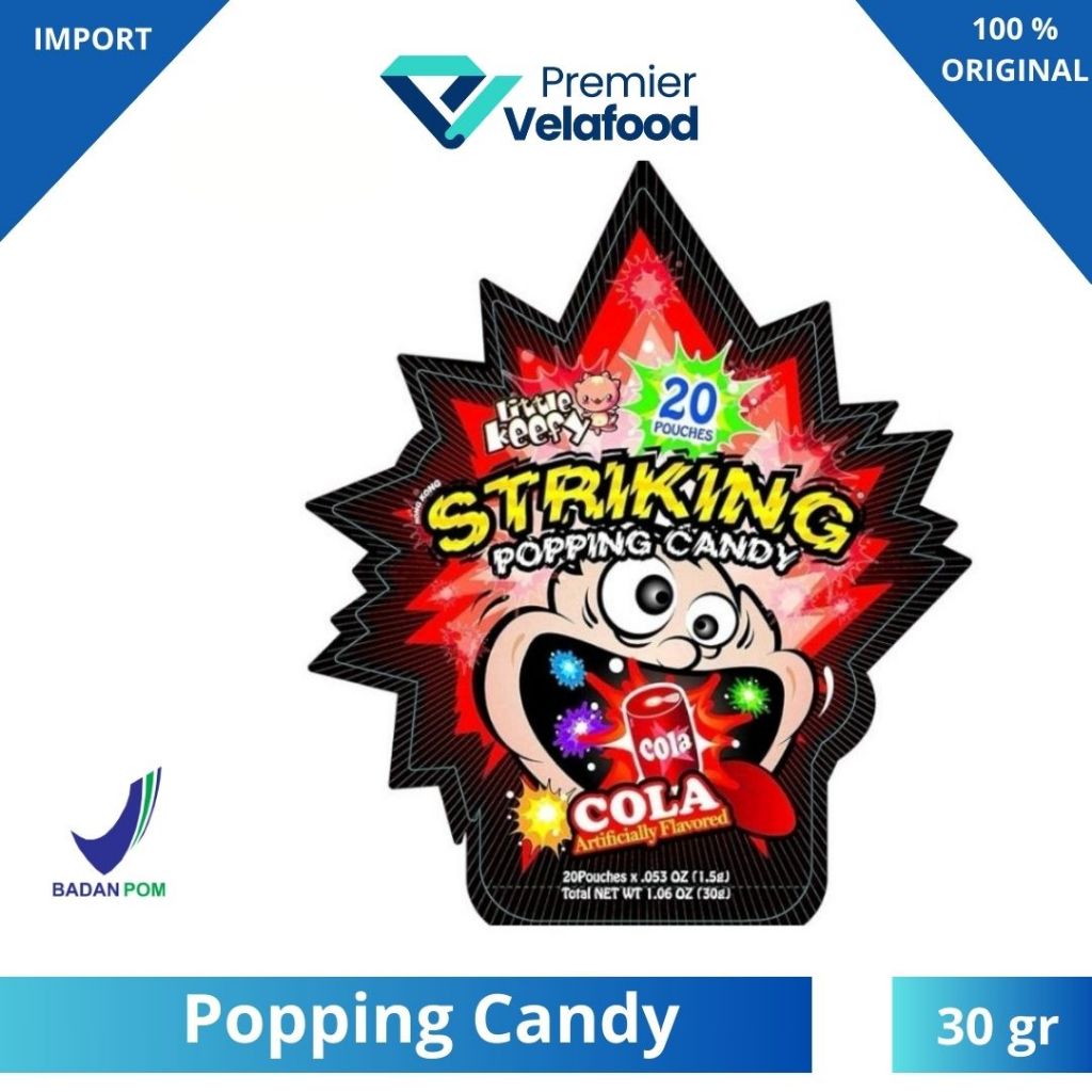 

[HALAL] STRIKING POPPING CANDY COLA I PERMEN MELETUP-LETUP I 20 SACHET