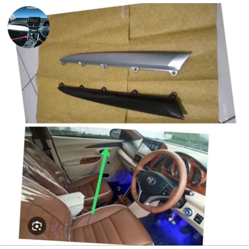 panel trime atau garnish pintu yaris vios trd 2013-2018 hitam glossy dan silver orisinil