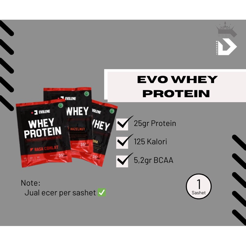 EVOWHEY PROTEIN EVOLENE - SUPLEMEN WHEY PROTEIN - Ecer per sachet