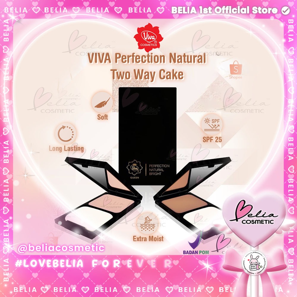 ❤ BELIA ❤ VIVA Perfection Natural Bright Two Way Cake SPF 25 | With UVA & UVB | Bedak Padat | Bedak 