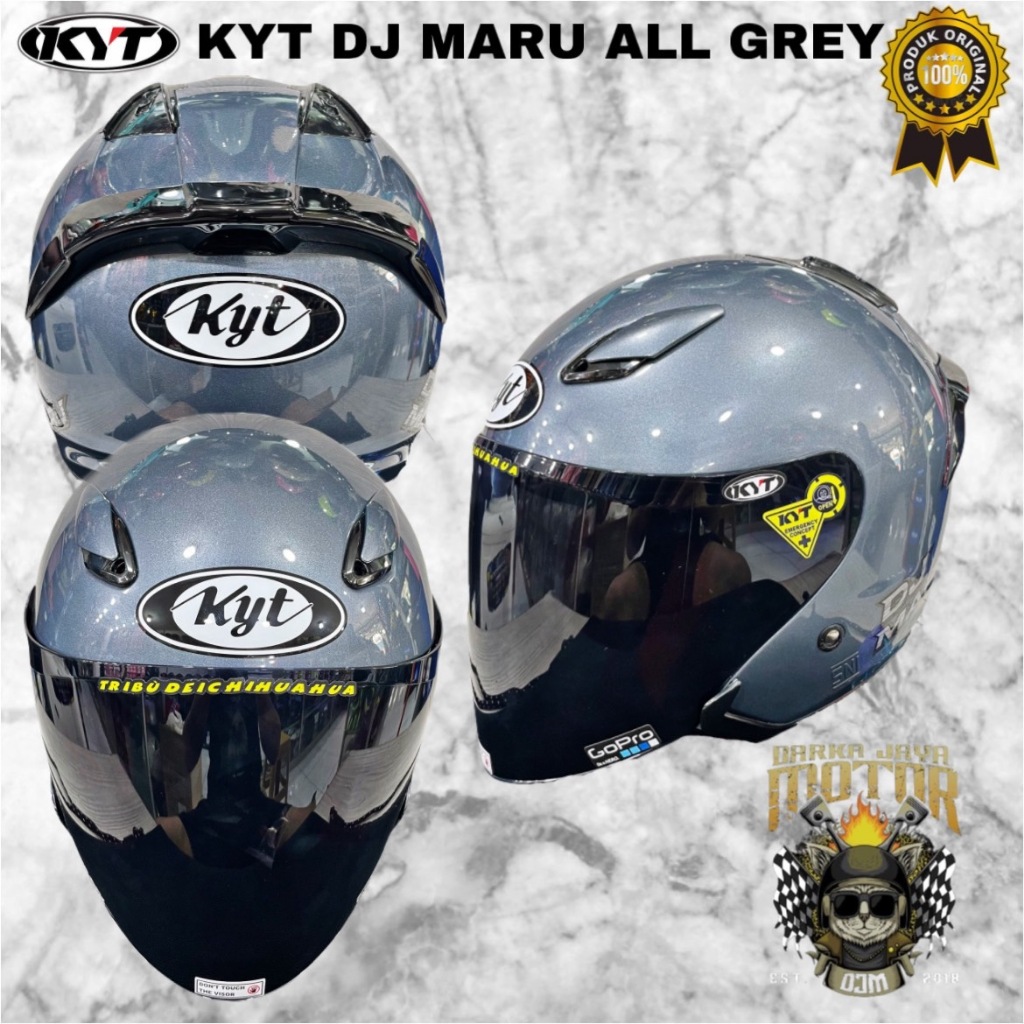 HELM KYT DJ MARU SOLID ALL GREY PAKET GANTENG SPOILER 3D | KYT PAKET GANTENG FLAT VISOR | HELM KYT O