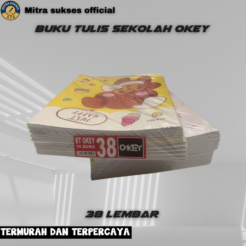 

Promo Buku Tulis Merk OKEY 38 Lembar 1 Pack [Isi 10 Buku]