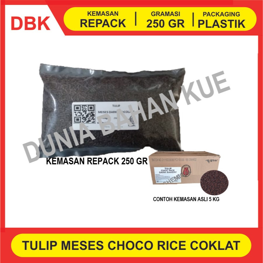 

TULIP MESES COKLAT DARK BAKERY CHOCORICE REPACK 250 GR / MEISES /CERES