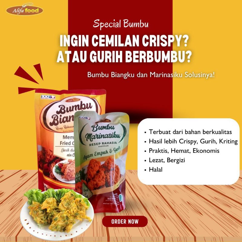 

Alifa Food Paket Reguler Bumbu Biang 750 gr dan Marinasi 250 gr Tepung Bumbu Tepung Crispy