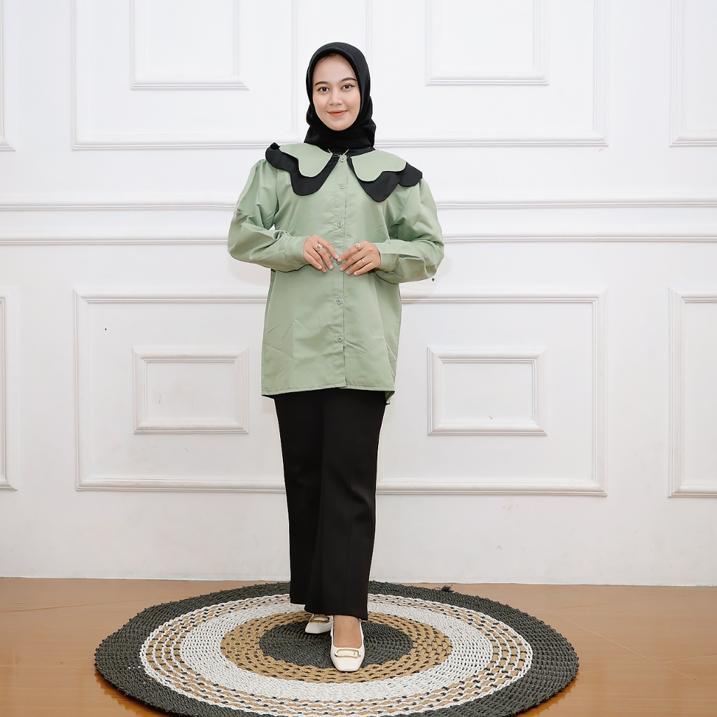 CANTIKA SHIRT - Atasan Kemeja Wanita Thailand Sailor Collar Oversized