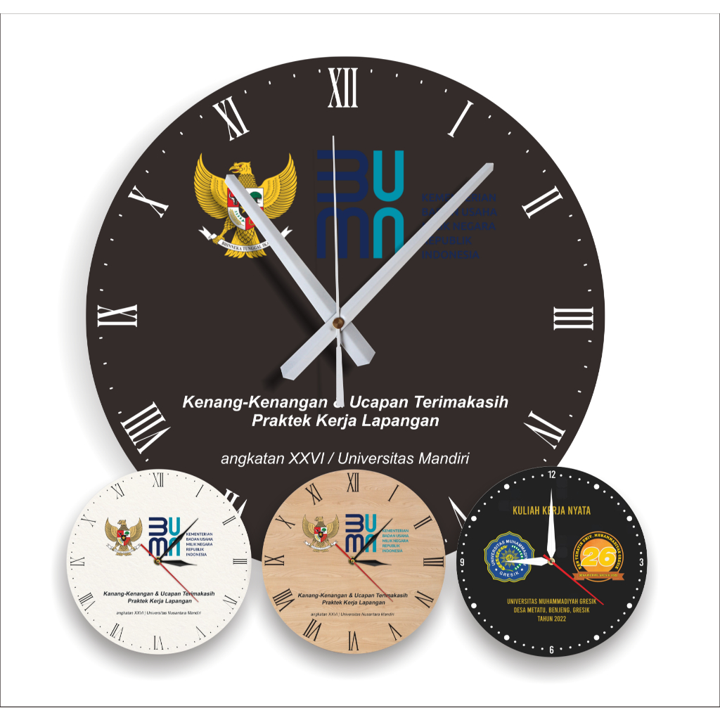 Jam Karakter Custom Jam Dinding Karakter Kayu Kenang Kenangan PKL / Perpisahan Sekolah / Perpisahan