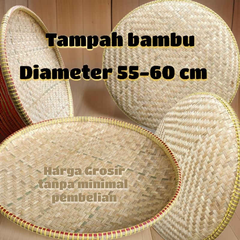 Tampah bambu grosir /Nyiru/ tempat nasi tumpeng/nampan bambu 55-60 cm