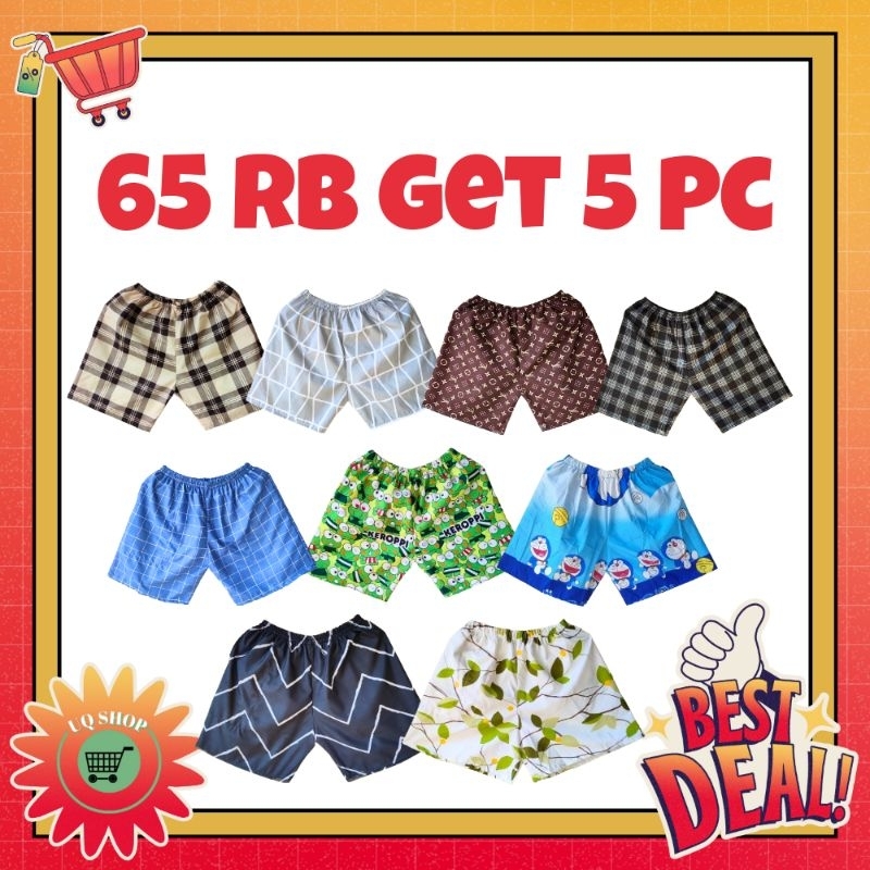 GROSIR Paket 5 Pc Celana Pendek Dewasa Pria Wanita Celana Pendek Unisex Celana Kolor Harga Grosir Ce