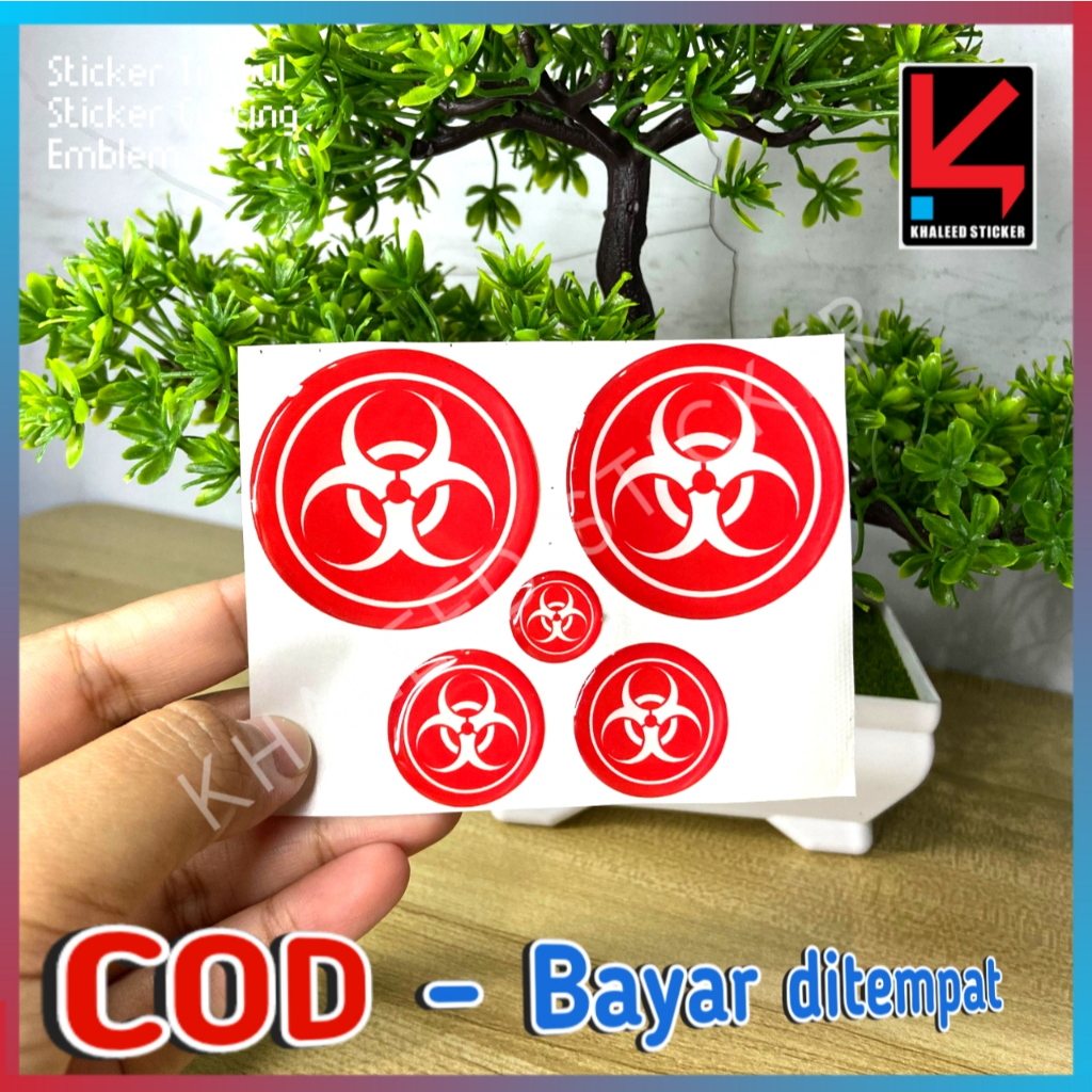 Sticker emblem Biohazard Merah stiker motor timbul emblem Nmax Aerox Lexi
