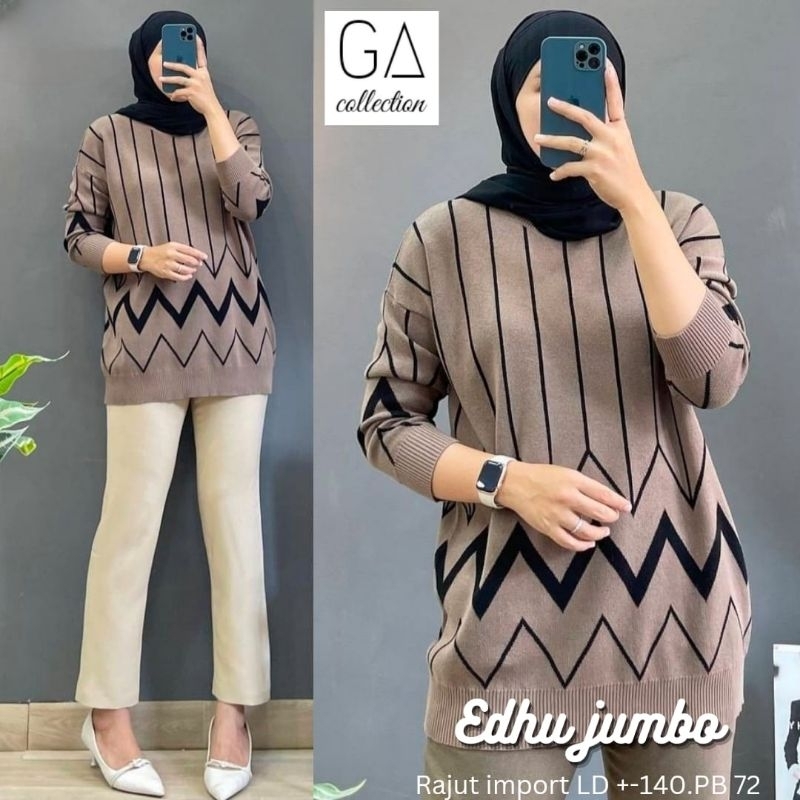 ATASAN BLOUSE RAJUT WANITA JUMBO/EDHU/BLOUSE WANITA KNIT RAJUT IMPORT JUMBO LD 140 CM FIT XXXXL