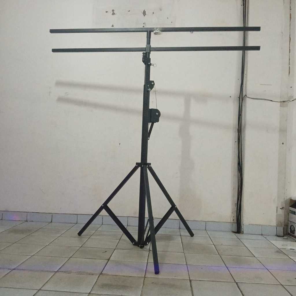(JUAL 2 BUAH) Stand Lampu Parled 2 bar - Katrol / kerek hingga 4 meter - bahan tebal
