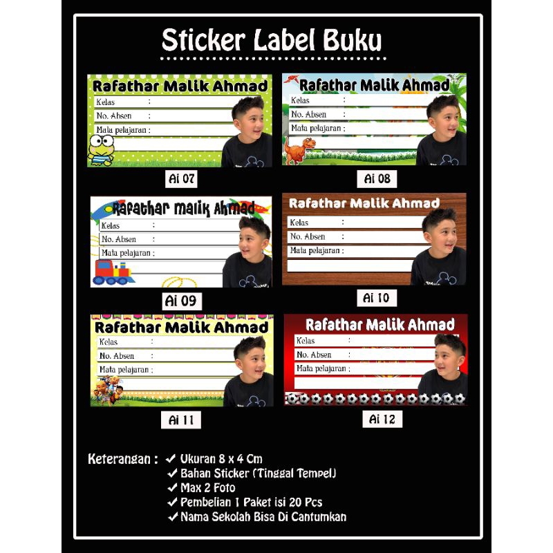 

sticker label buku pelajaran custom