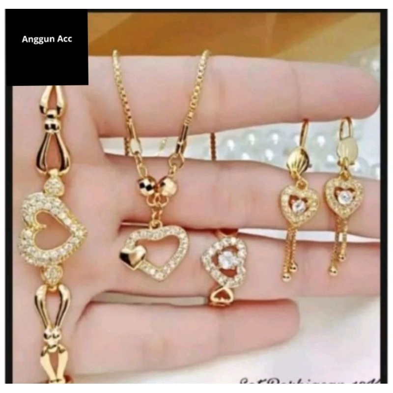 promo 1set kalung perhiasan wanita dewasa terbaru  paket lengkap perhisan