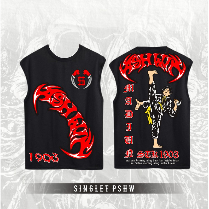 Kaos Singlet PSHW Ashwin Madiun STK 1903 Singlet PSHW Terbaru Desain Sablon DTF Print