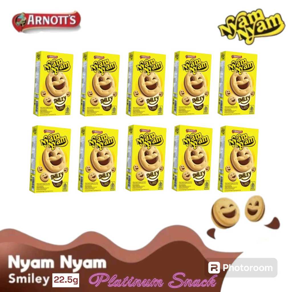 

Nyam Nyam Smiley | Isi 10 Box @ 22.5 Gr | Arnotts