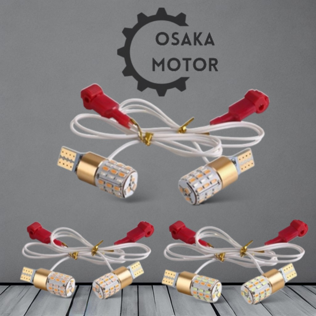 (2 Pcs) Lampu Led T10 Senja + Sein 2 Mode Universal Motor Mobil 12 Volt T10 Lampu Led 2 Mode Sen dan