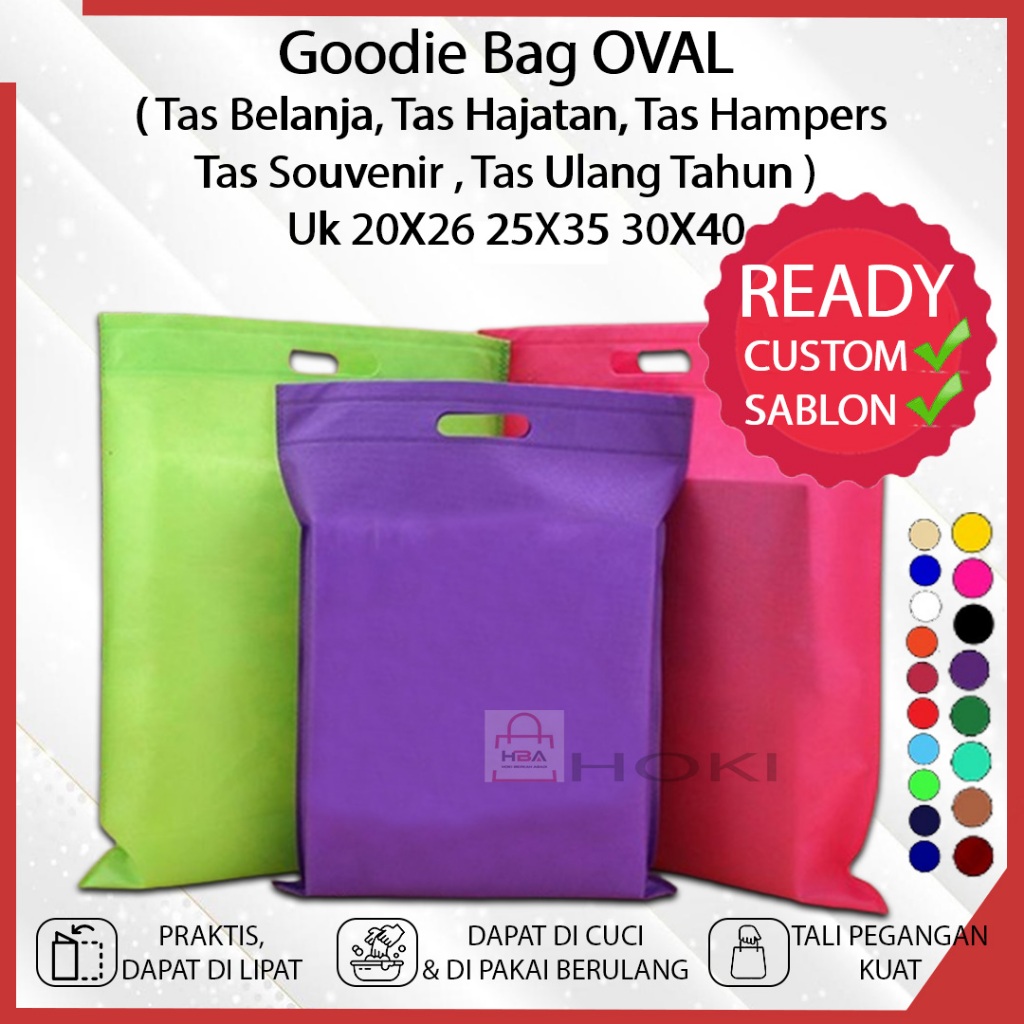 

Goodie Bag Tas Belanja OVAL 20X26 25X35 30X40 Spunbond Totebag Hampers Ulang Tahun Anak Souvenir Pernikahan